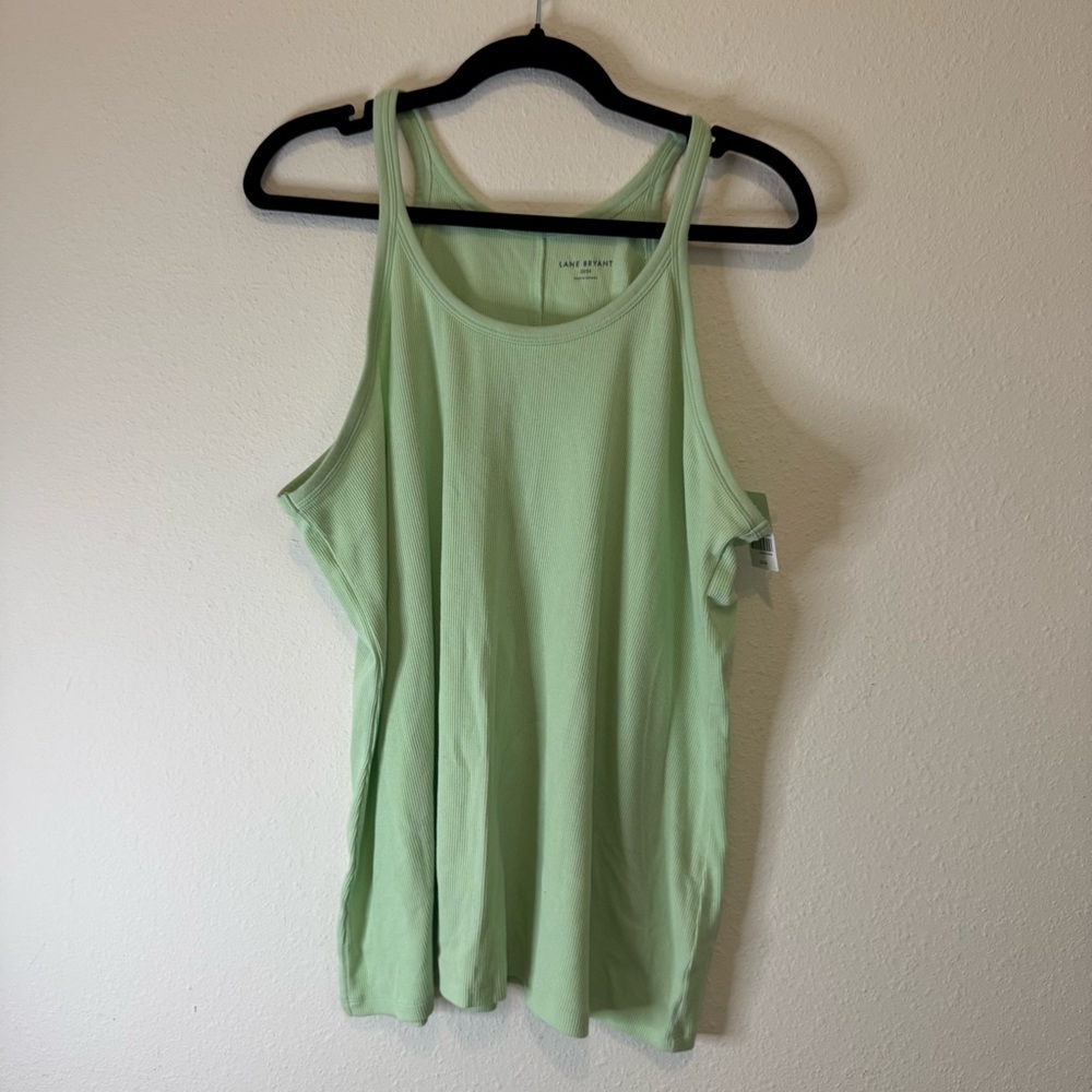 Lane Bryant Light Green Lime Knit Tank Top Womens 22/24 3X NWT